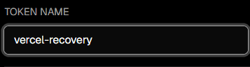 Vercel token name field